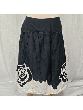 Y2k Vtg Style & Co 100% Cotton Black and White Floral Midi 18W